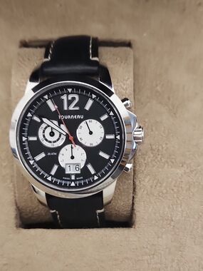 T.J.Maxx Black and Silver Men's Chronograph Watch